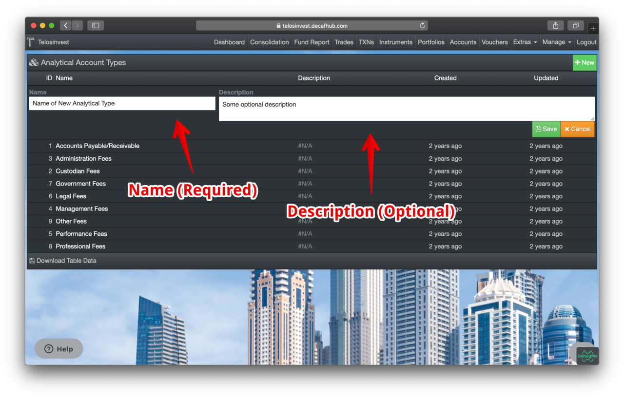 Analytical Types - Create