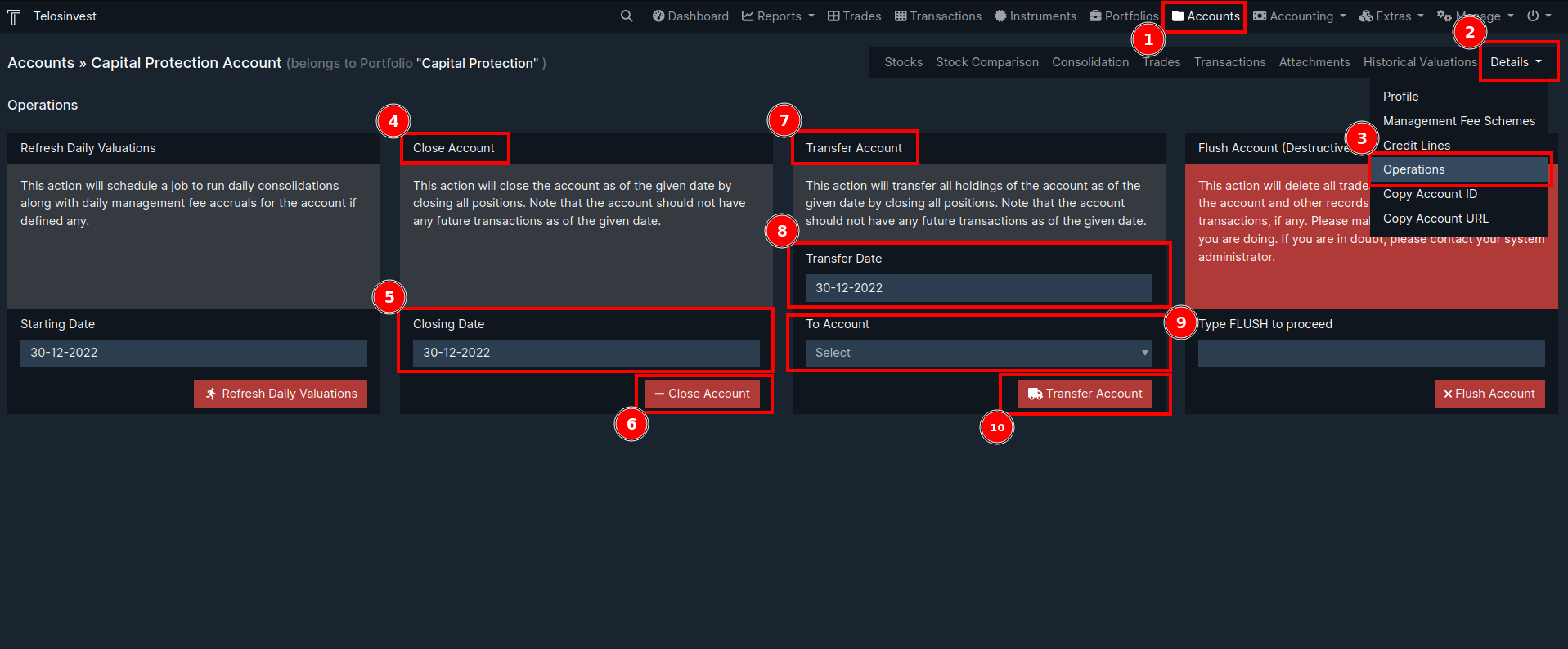 Closing and Transferring an Account